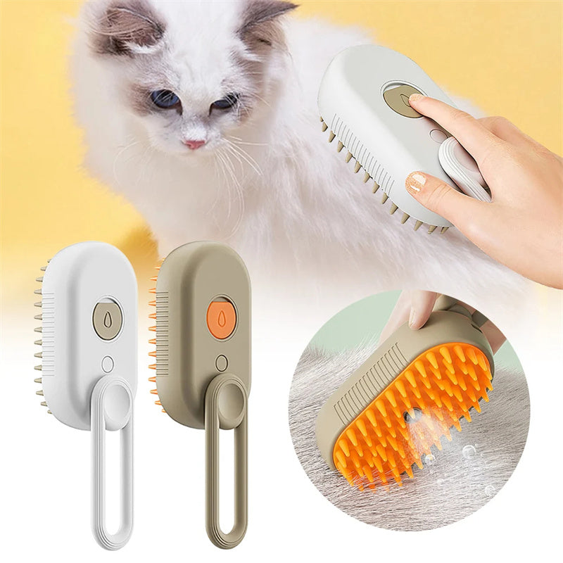SteamGroom™ 3-in-1 Pet Grooming Brush – Spray, Massage & Deshedding Tool