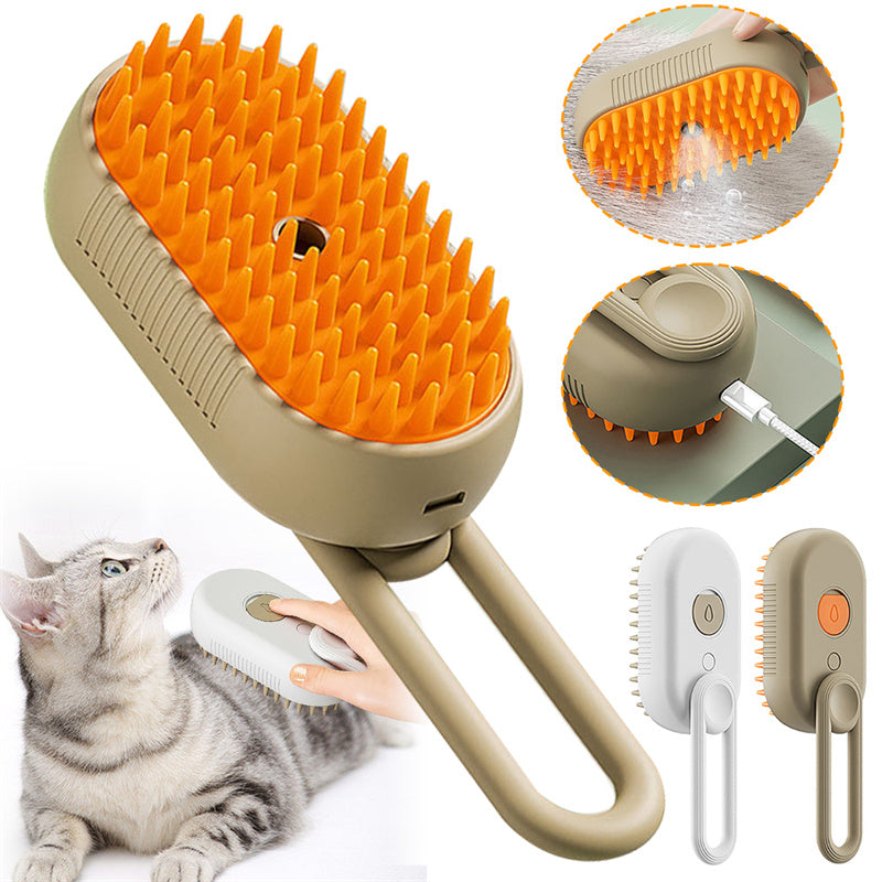 SteamGroom™ 3-in-1 Pet Grooming Brush – Spray, Massage & Deshedding Tool