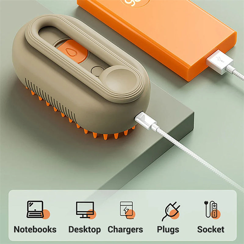 SteamGroom™ 3-in-1 Pet Grooming Brush – Spray, Massage & Deshedding Tool