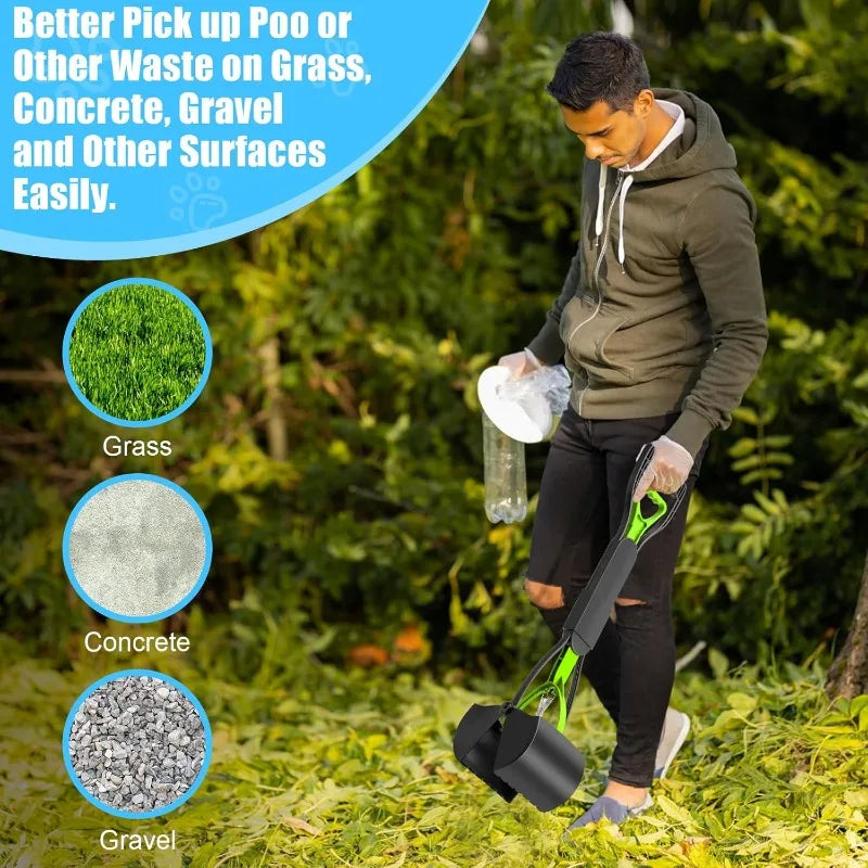 Pooper Scooper for Large Small Dogs Long Handle Poop Scoop for Yard Grass Gravel Dog Poop Grabber with High Strength Material