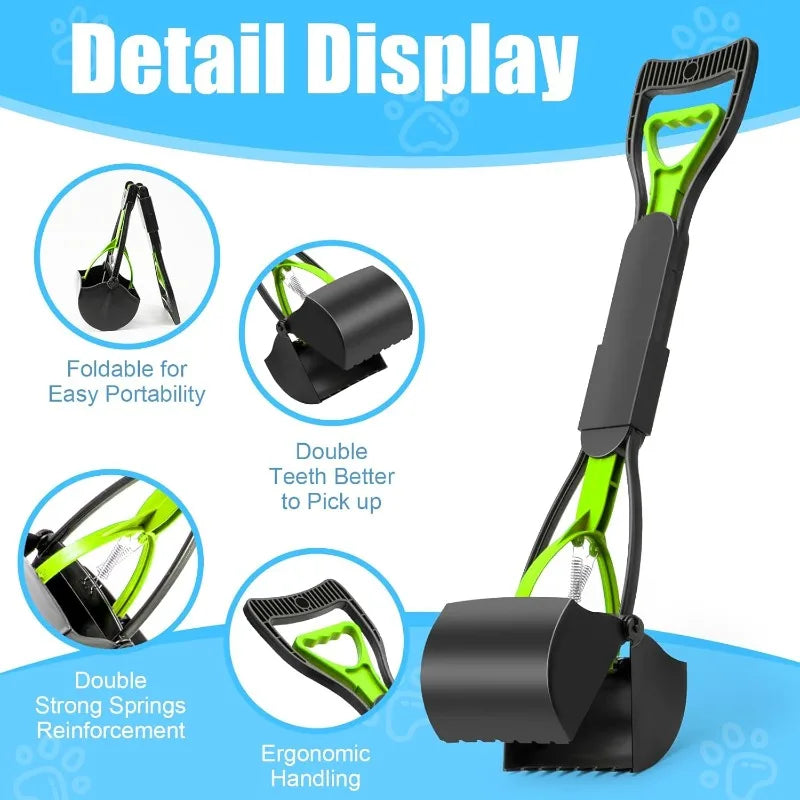 Pooper Scooper for Large Small Dogs Long Handle Poop Scoop for Yard Grass Gravel Dog Poop Grabber with High Strength Material