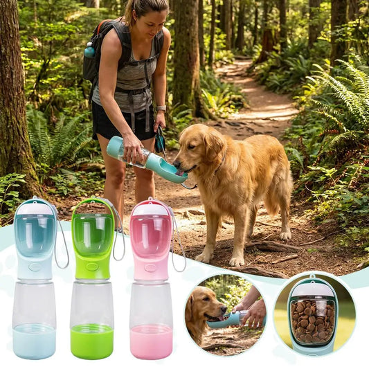 3-in-1 Dog Travel Water Bottle, Leak-Proof Pet Water & Feeder Dispenser for Outdoor Activities Multifunctional Dog Water Cup