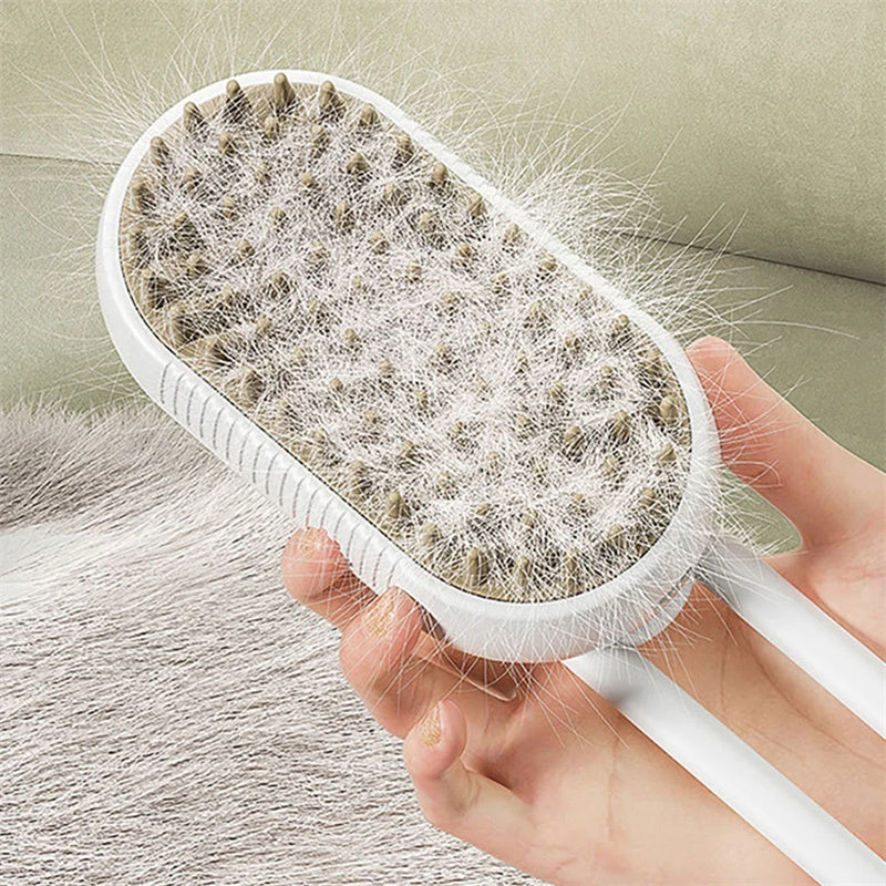 SteamGroom™ 3-in-1 Pet Grooming Brush – Spray, Massage & Deshedding Tool